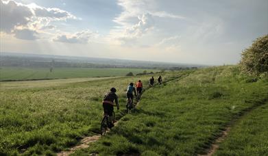 Cyclists riding in the countryside